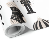 Zwart-wit Kerstpatroon Cadeaupapier (Rol Hoek)