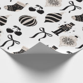 Zwart-wit Kerstpatroon Cadeaupapier (Hoek)
