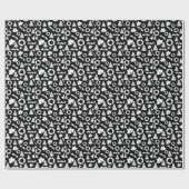 Zwart wit kerstpatroon cadeaupapier (Vlak)