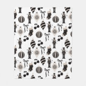 Zwart-wit Kerstpatroon Fleece Deken (Voorkant)