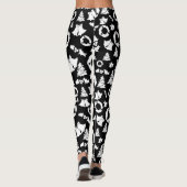 Zwart-wit kerstpatroon leggings (Achterkant)