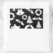 Zwart wit kerstpatroon rechthoekige sticker (Tas)