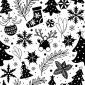Zwart-wit Kerstpatroon Sokken 