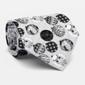 Zwart-wit kerstpatroon stropdas (Opgerold)