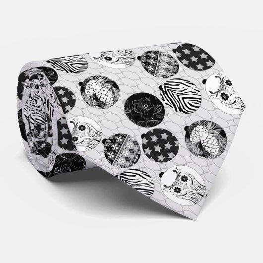 Zwart-wit kerstpatroon stropdas (Opgerold)