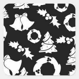 Zwart wit kerstpatroon vierkante sticker