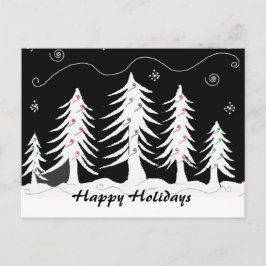 Zwart-wit kerstscene feestdagenkaart
