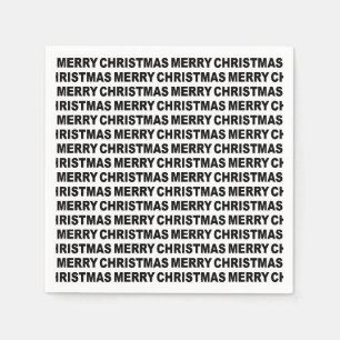 Zwart-wit kersttypografie Papier Napkin Servet