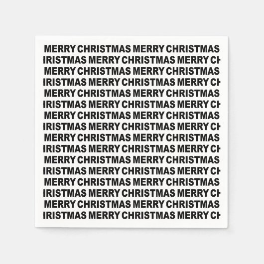 Zwart-wit kersttypografie Papier Napkin Servet (Voorkant)