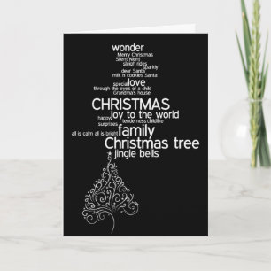 Zwart-wit Kerstwoord Art Kaart