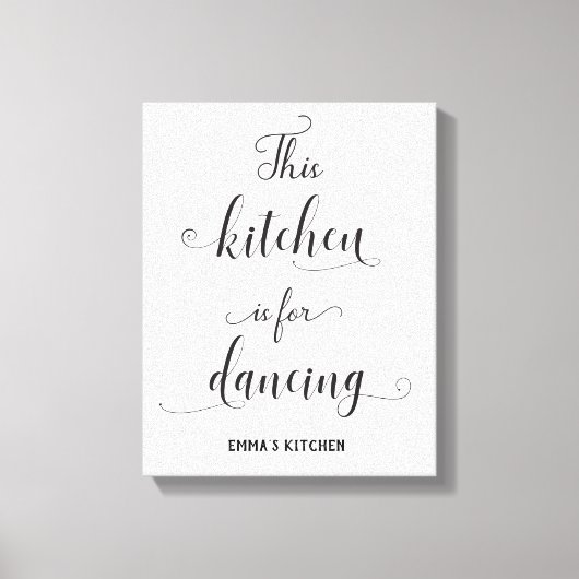 Zwart Wit Keuken Decor Grappig Quote Canvas Print (Voorkant)