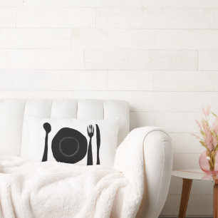 Zwart-wit keuken kunst kussen