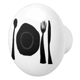 Zwart-wit keukengerei keramische knop