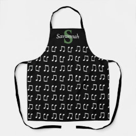 Zwart Wit Keukenmuzieknoot Monogram Schort