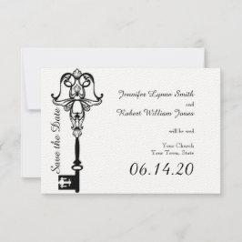 Zwart-wit Key Bruiloft Save the Date