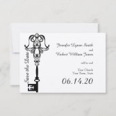 Zwart-wit Key Bruiloft Save the Date (Voorkant)