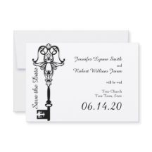 Zwart-wit Key Bruiloft Save the Date