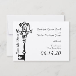 Zwart-wit Key Bruiloft Save the Date