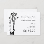 Zwart-wit Key Bruiloft Save the Date (Voorkant / Achterkant)