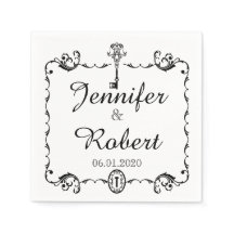 Zwart-wit Key bruiloft servet
