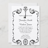 Zwart-wit Key bruiloft uitnodiging (Voorkant)