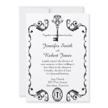 Zwart-wit Key bruiloft uitnodiging