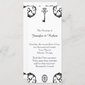 Zwart-wit Key huwelijksprogramma Programmakaart (Voorkant / Achterkant)