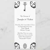 Zwart-wit Key huwelijksprogramma Programmakaart (Voorkant)