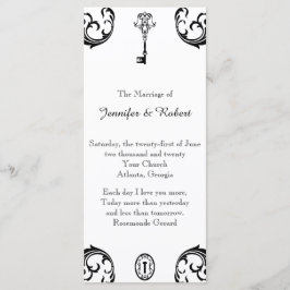 Zwart-wit Key huwelijksprogramma Programmakaart