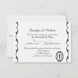 Zwart-wit Key Wedding Response Kaart