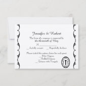 Zwart-wit Key Wedding Response Kaart (Voorkant)