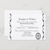 Zwart-wit Key Wedding Response Kaart (Voorkant / Achterkant)