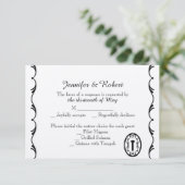Zwart-wit Key Wedding Response Kaart (Staand voorkant)