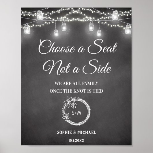 Zwart wit Kies een Poster voor het bruiloft van de (Voorkant)