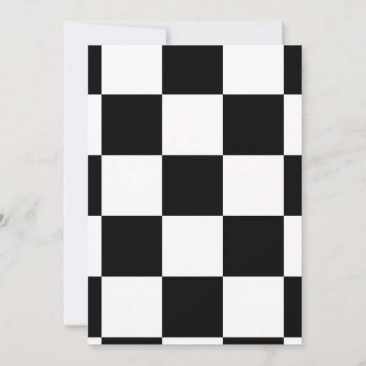 Zwart-wit King Queen schaakbruiloft Kaart (Achterkant)