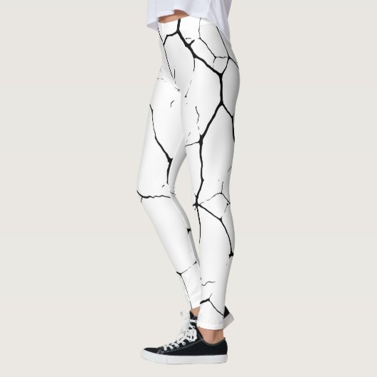 Zwart Wit kintsugi patroon Leggings (Links)