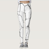 Zwart Wit kintsugi patroon Leggings (Voorkant)