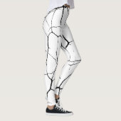 Zwart Wit kintsugi patroon Leggings (Rechts)