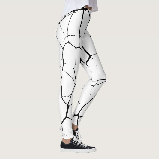 Zwart Wit kintsugi patroon Leggings (Rechts)