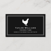 Zwart Wit Kip Boerderij Dierlijke Eierboer Pluimve Visitekaartje (Voorkant)