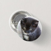 Zwart-wit Kitten Foto Ronde Button 3,2 Cm (Voorkant /achterkant)