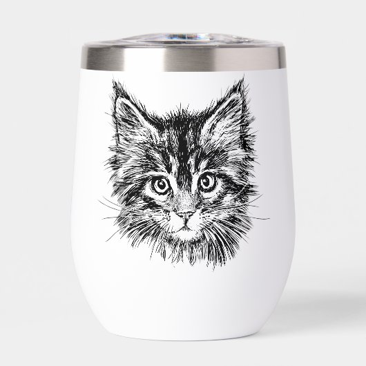 Zwart-wit kitten gezicht (Voorkant)