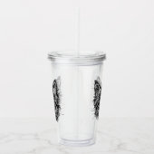 Zwart-wit kitten gezicht acryl drinkbeker (Rechts)