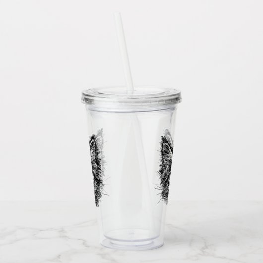 Zwart-wit kitten gezicht acryl drinkbeker (Links)