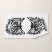 Zwart-wit kitten gezicht bad handdoek (Handdoek)