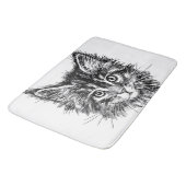 Zwart-wit kitten gezicht badmat (Gekanteld)