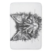 Zwart-wit kitten gezicht badmat (Voorkant Verticaal)