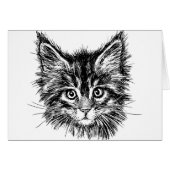 Zwart-wit kitten gezicht blanco binnenkant (Voorkant Horizontaal)