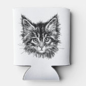 Zwart-wit kitten gezicht blikjeskoeler (Achterkant)