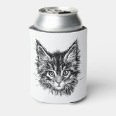 Zwart-wit kitten gezicht blikjeskoeler (Blikje Achterkant)